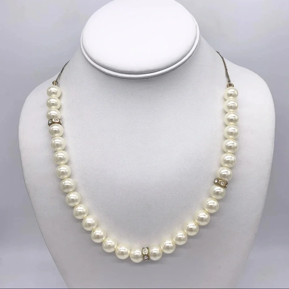 J. Crew Pearl and Rondelle Gold Necklace